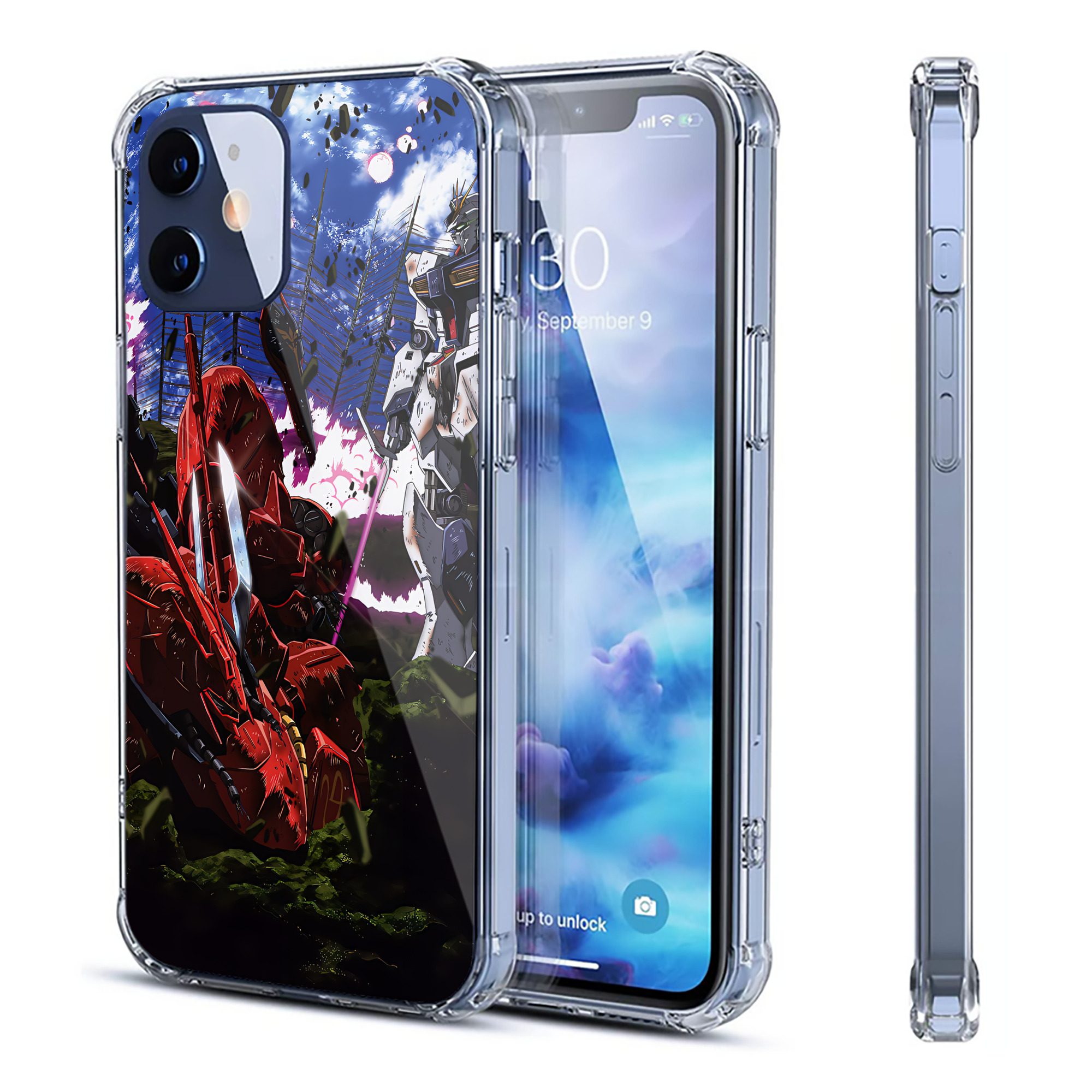（画像用） 機動戦士ガンダム Mobile Suit Gundam 【iPhone 12シリーズ対応】透明スマホケース（クリアソフトケース）